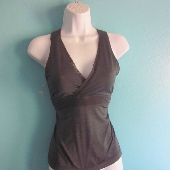 Lululemon Womens Deep V Athletic Tank in Gray About Size S Shelf Bra - Picture 2 of 7